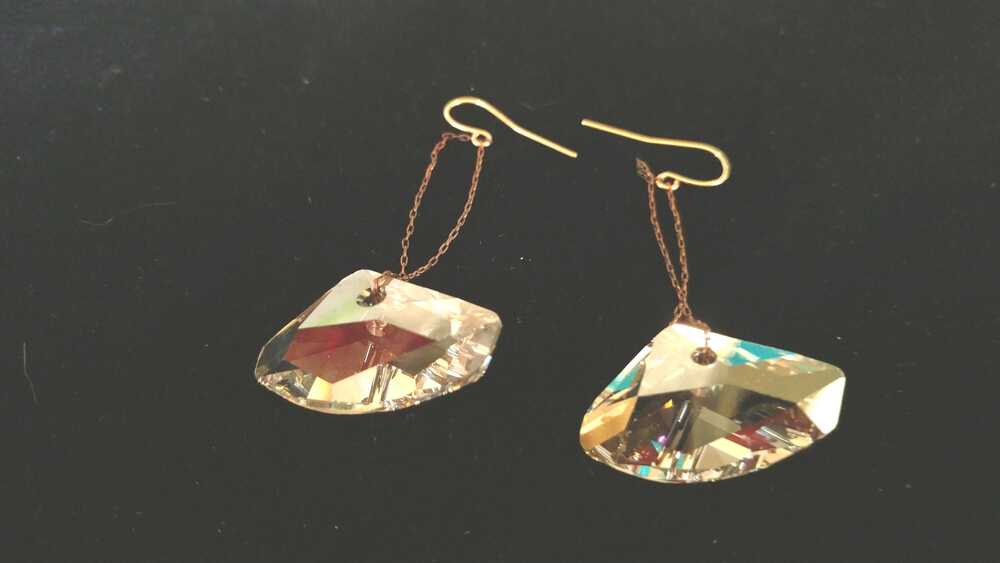 Luster Cut Crystal Earrings Pierced Fantasy Cut